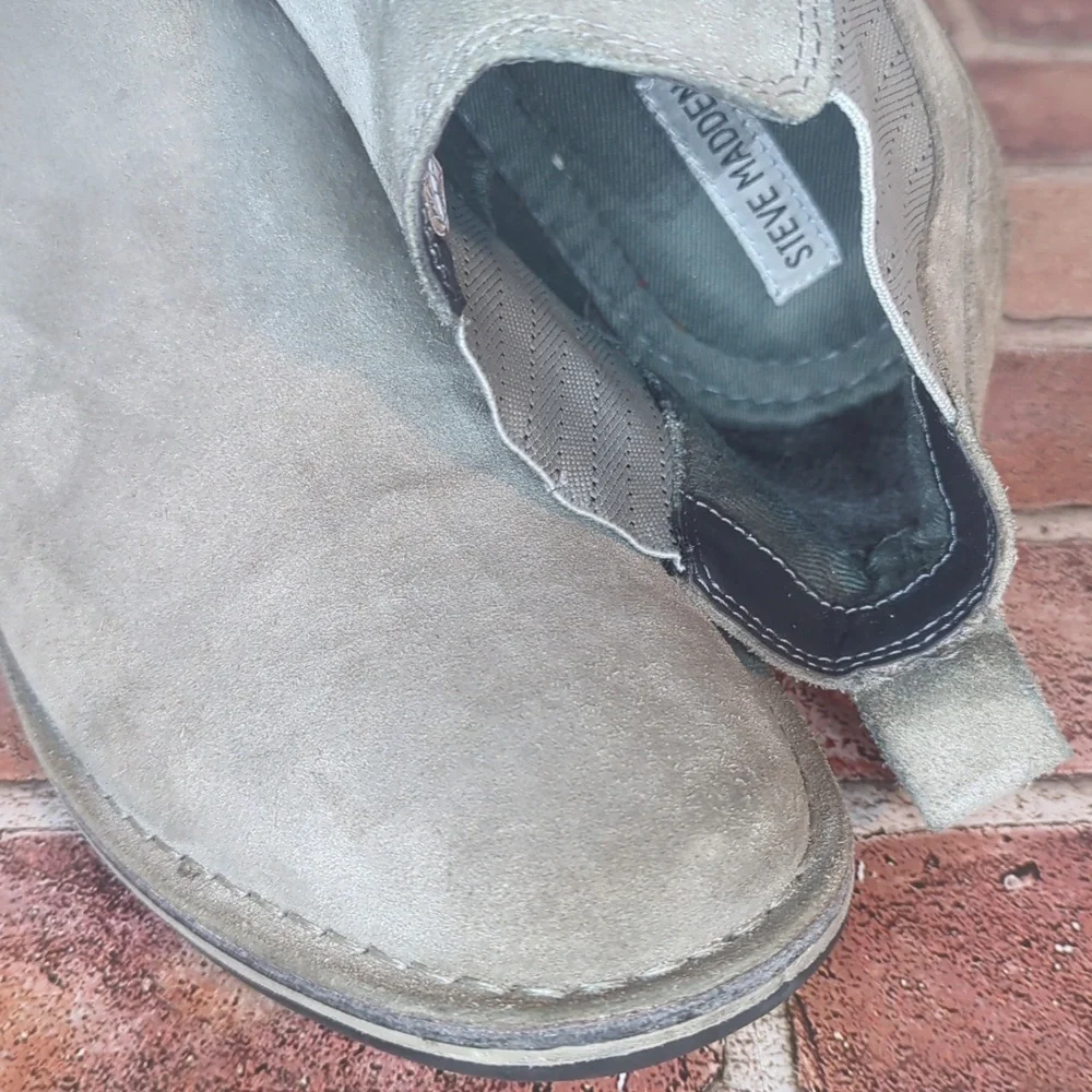 Steve‎ Madden Mens Grey Sand Suede Intuit Leather Chelsea Boot Size 12